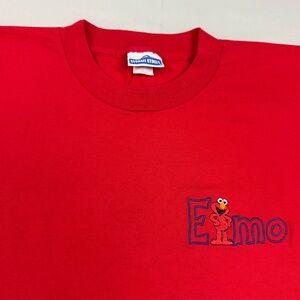 Vtg Sesame Street Elmo Adult T-Shirt Sz Large 90s Made in USA Embroidered C4